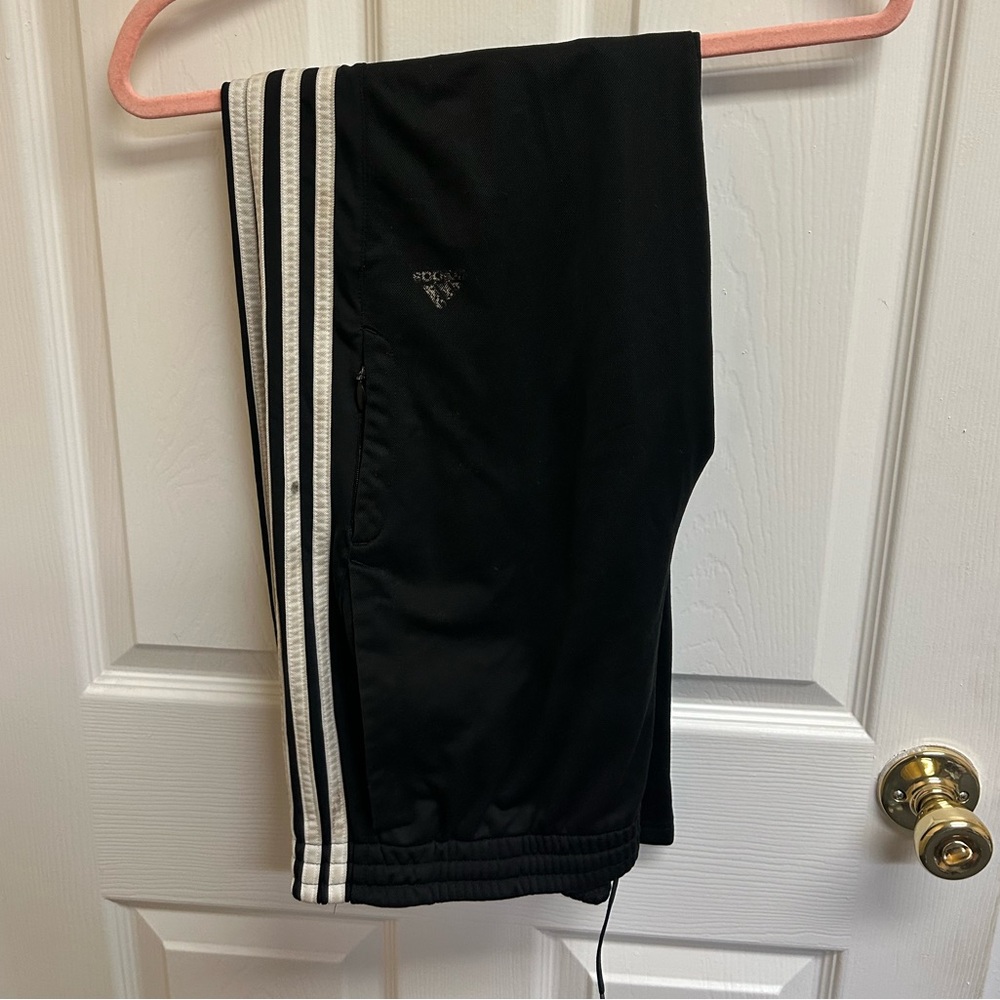 Adidas Black Joggers with White Stripes